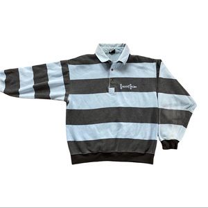 Vtg Gotcha striped polo sweatshirt button front Sz l